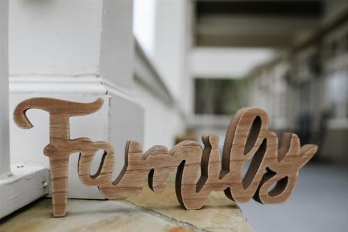 Wooden Family Tabletop Sign Decor-Rustic Family Freestanding Word Decor - 711414082734