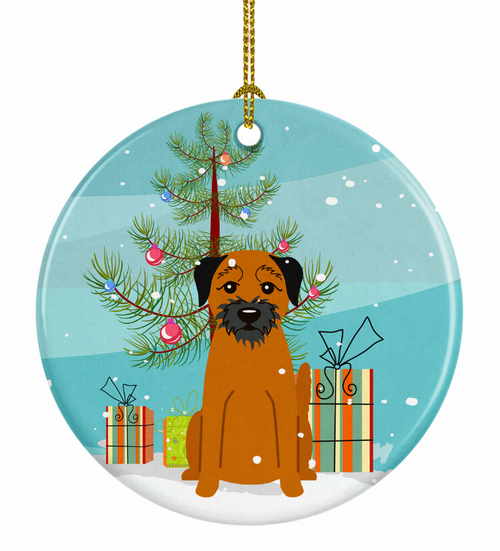 Christmas Tree and Dog on Ceramic Ornament - 652259328222