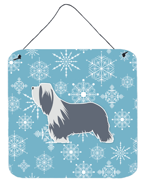 Winter Snowflake Design with Dog Art Wall or Door Hanging Prints - 638508520005