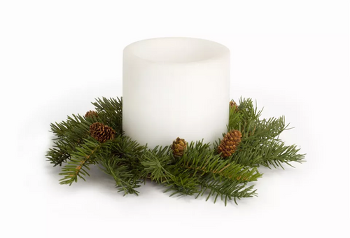 Pine Candle Wreath (Set of 4) 13"D Plastic (fits 6" candle) - 746427696456