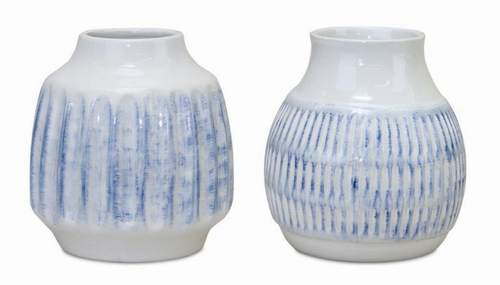 Vase (Set of 2) 6"D x 5.5"H Ceramic - 746427825634