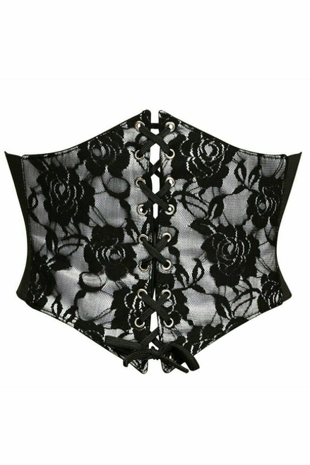 Lavish Lace Overlay Corset Belt Cincher - 782588087931