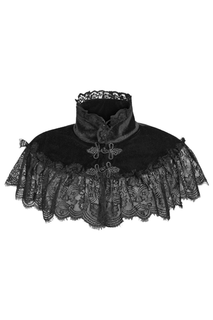 Black Velvet & Lace Capelet - 782588079622