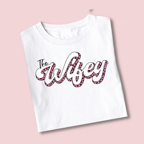 "Wifey" Leopard Print Retro Tee - 000884236554