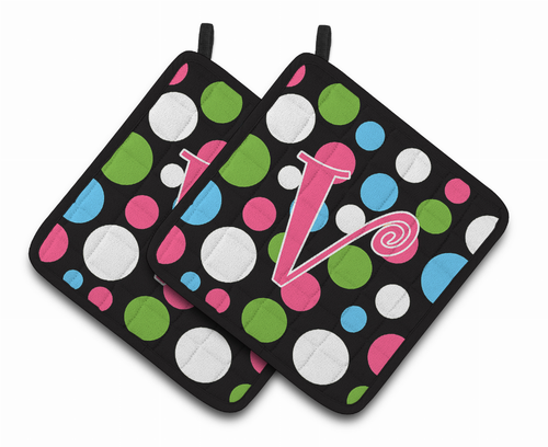 Monogram Polkadots Pair of Pot Holders - 638508370563