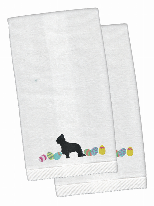 Easter Dog Design White Embroidered Plush Hand Towel Set of 2 - 652259232505