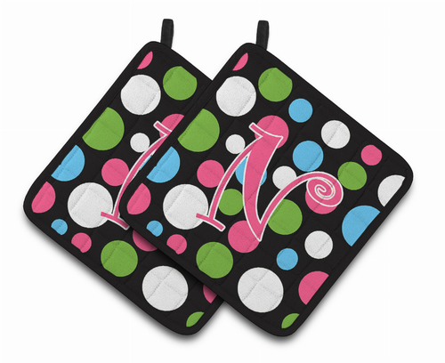 Monogram Polkadots Pair of Pot Holders - 638508370419