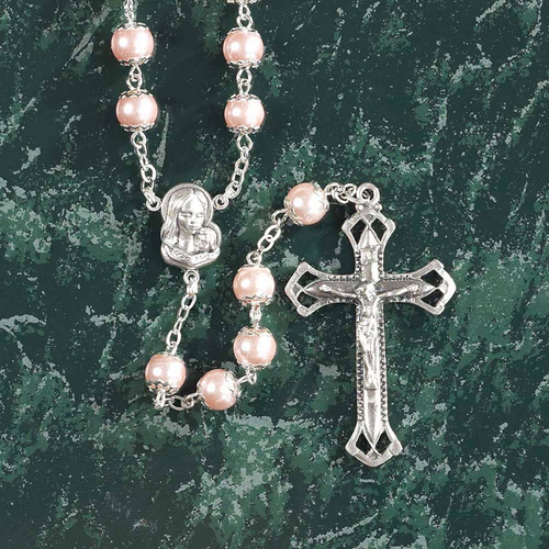 Rosary Pnkfaux Pearl/Gls Madonna 8Mm - 714611164432