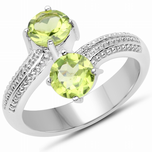 1.60 Carat Genuine Peridot .925 Sterling Silver Ring - 028841967993