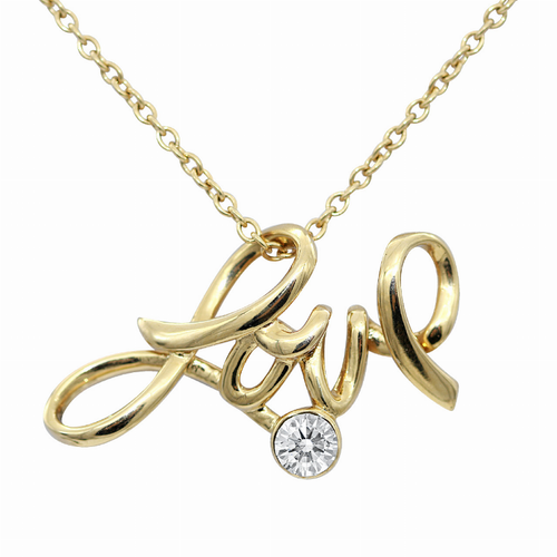 Love Necklace 24K Gold Plated with Swarovski Crystal Pendant - 734130259181