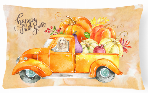 Dog Art/Fall Harvest Canvas Fabric Decorative Pillow - 652259324606