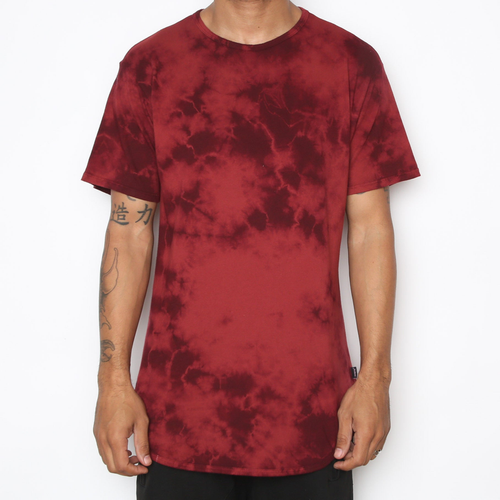 TYE DYE SCALLOP TEE- MAROON - 635661374155