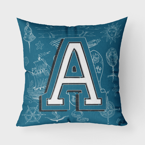 Letter Z Sea Doodles Initial Alphabet Fabric Decorative Pillow - 615872982813