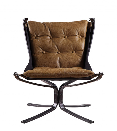 30" Coffee Top Grain Leather And Steel Solid Color Lounge Chair 30" Coffee Top Grain Leather And Steel Solid Color Lounge Chair