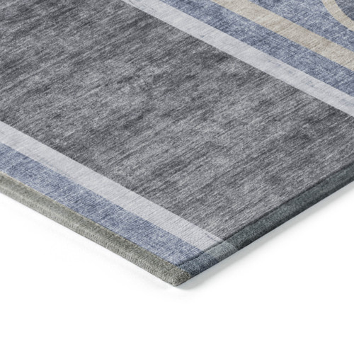 8' X 10' Blue and Black Abstract Washable Indoor Outdoor Area Rug