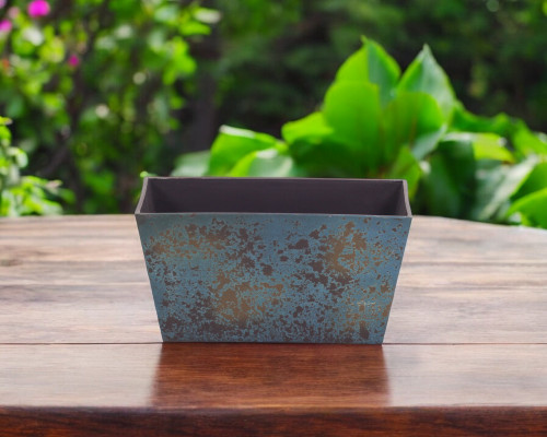 8" Blue Recycled Plastic Indoor Outdoor Rectangular Planter Box 8" Blue Recycled Plastic Indoor Outdoor Rectangular Planter Box