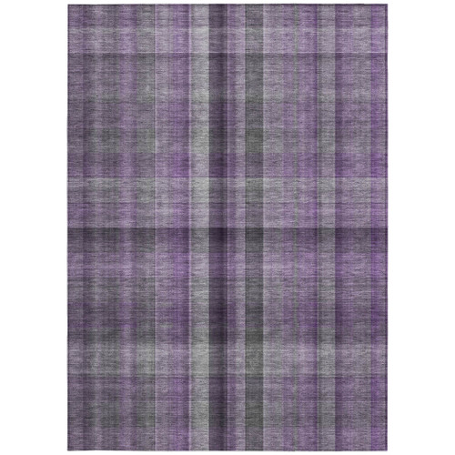 9' X 12' Purple Plaid Washable Non Skid Indoor Outdoor Area Rug - 608219386238