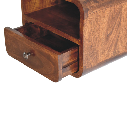 Wood Square One Drawer Floating Nightstand