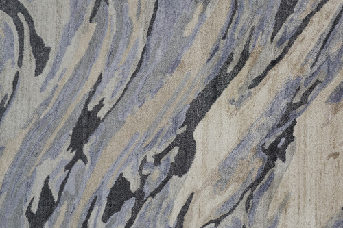 2' X 3' Blue Gray And Taupe Abstract Tufted Handmade Area Rug