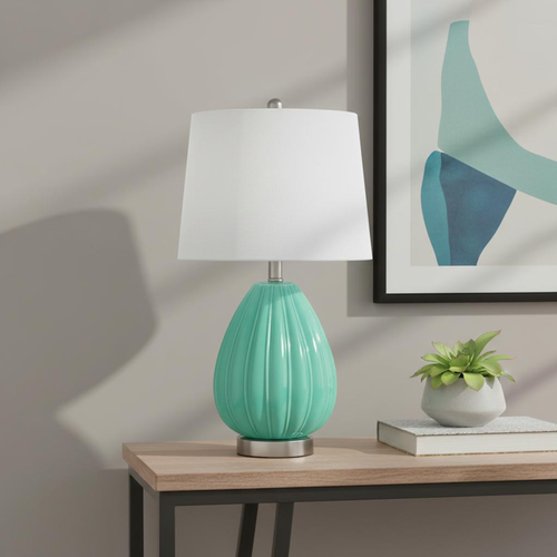 Sea Geometric Lines Table Lamp With Drum Shade