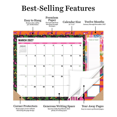 2027 Maximal Mirage Medium Desk Pad Monthly Blotter Calendar