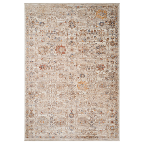 2' X 3' Ivory And Brown Floral Medallion Area Rug With Fringe