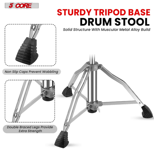 Drum Throne Padded Guitar Stool Backrest Drummer Seat for Adults And Kids BROWN