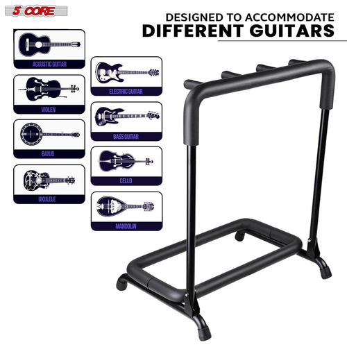 Guitar Rack 3 Slot Multi Guitars Stands Floor Safe Storage for Electric Acoustic Flying V Guitars