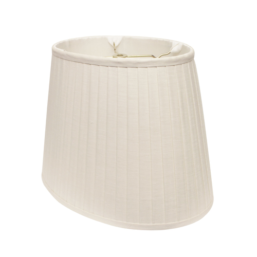18" White Slanted Oval Linen Lampshade