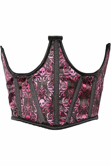 Lavish Skull Satin Open Cup Waist Cincher