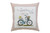 17" X 17" Light Pink Checkered Easter Bunny on Bicycle Throw Pillow - 606114064923