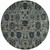 8' Blue And Navy Round Oriental Power Loom Stain Resistant Area Rug - 606114615651