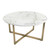 White on Gold Faux Marble Round Coffee Table - 808230088740