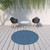 8' Round Navy Round Geometric Stain Resistant Indoor Outdoor Area Rug - 606114575313