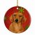 Dog and Christmas Snowflakes Ceramic Ornament - 615872598144