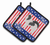 USA Patriotic Dog Art Pair of Pot Holders - 638508524201