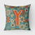 Letter Z Flowers Retro Blue Fabric Decorative Pillow - 615872982387