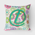 Letter Z Flowers Pink Teal Green Initial Fabric Decorative Pillow - 615872982189