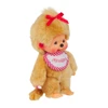 Sekiguchi Monchhichi Beige Girl 8" Plush Toy - Red Bib - Right Angle