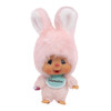 Cute Monchhichi Friends Chimutan keychain plush toy with soft brown fur and adorable kawaii expression on white background at Jellybeet