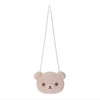 Korilakkuma white bear face plush shoulder bag with adjustable strap, soft texture, compact size for everyday use at Jellybeet