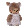 Monchhichi Beige Girl Plush with White Lace Dress | Jellybeet - Right Angle