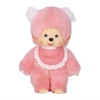 Monchhichi Pink Plush Girl soft cuddle toy with adorable face and pink outfit, perfect for kids and collectors at Jellybeet