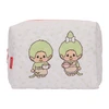 Pink Monchhichi makeup pouch with kawaii character design, compact cosmetic bag for travel and daily use at Jellybeet