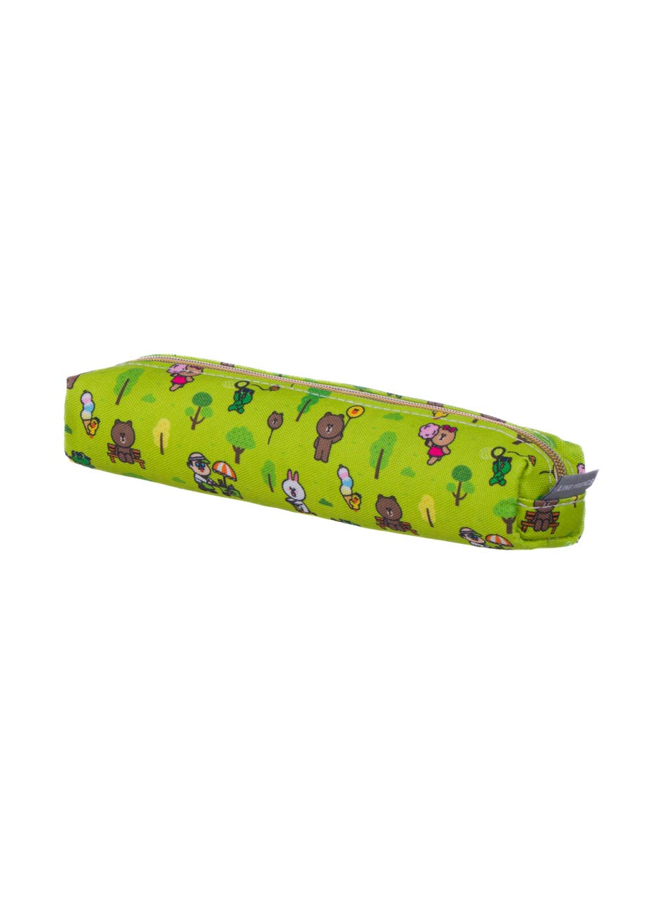 Green Oh Hey Embroidery Strap Pouch Slim Pencil Cases Light Stationery