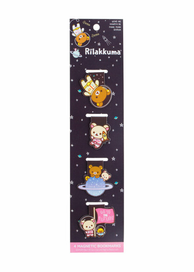 Rilakkuma Space Themed Magnetic Bookmarks - 4pcs - Front Angle Rilakkuma Space Themed Magnetic Bookmarks - 4pcs - Front Angle