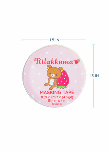 Rilakkuma Strawberry Themed Washi Tape - White - Dimensions Rilakkuma Strawberry Themed Washi Tape - White - Dimensions