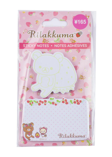 Korilakkuma Strawberry Themed Sticky Notes - Front Angle Korilakkuma Strawberry Themed Sticky Notes - Front Angle