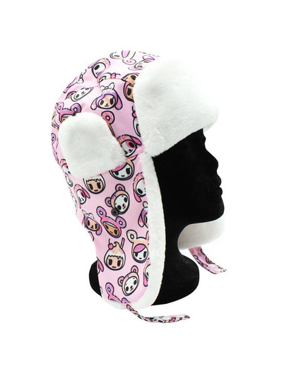 tokidoki Donutella Toss-Up Trapper Hat Pink Side Angle tokidoki Donutella Toss-Up Trapper Hat Pink Side Angle