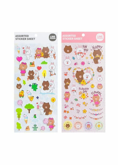 LINE FRIENDS In The Park and Flowery Day Assorted Stickers - Front Packaging LINE FRIENDS In The Park and Flowery Day Assorted Stickers - Front Packaging